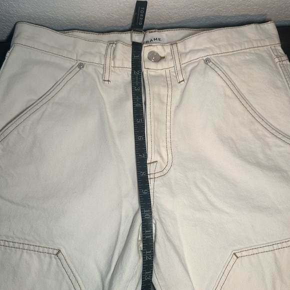 NWT Frame Denim Le Slouch White With Contrast Stitching Carpenter Jean Size 27 - Picture 10 of 12